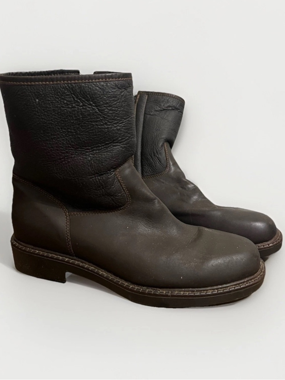 La Canadienne Vintage Leather Shearling Lined Zip Up Winter Boots Men’s Size 9.5